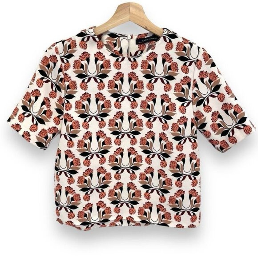 Zara multicolored short sleeve boxy blouse